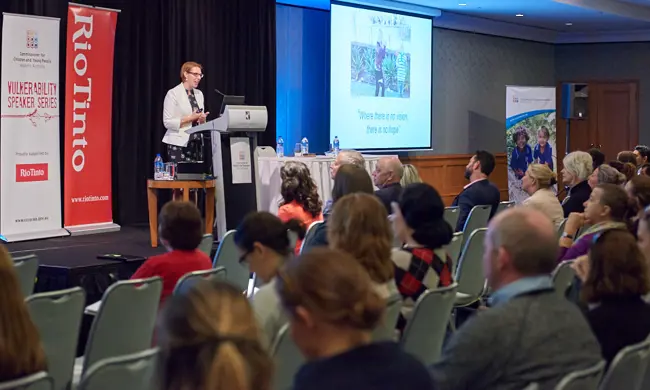 Professor Leah Bromfield Speaking At Vulnerability Seminar