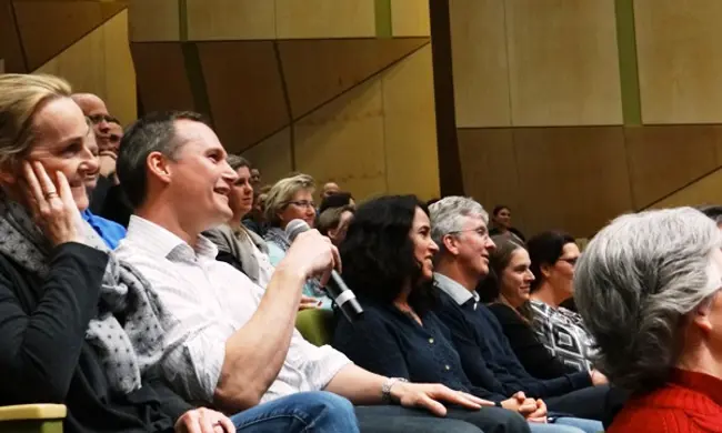 An Audience Member Poses A Question To Dr Ungar At Churchlands SHS